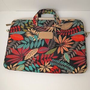 DACHEE Leafy Laptop Sleeve Padded Bag Case Black Red Green Leaves 12" x 16"